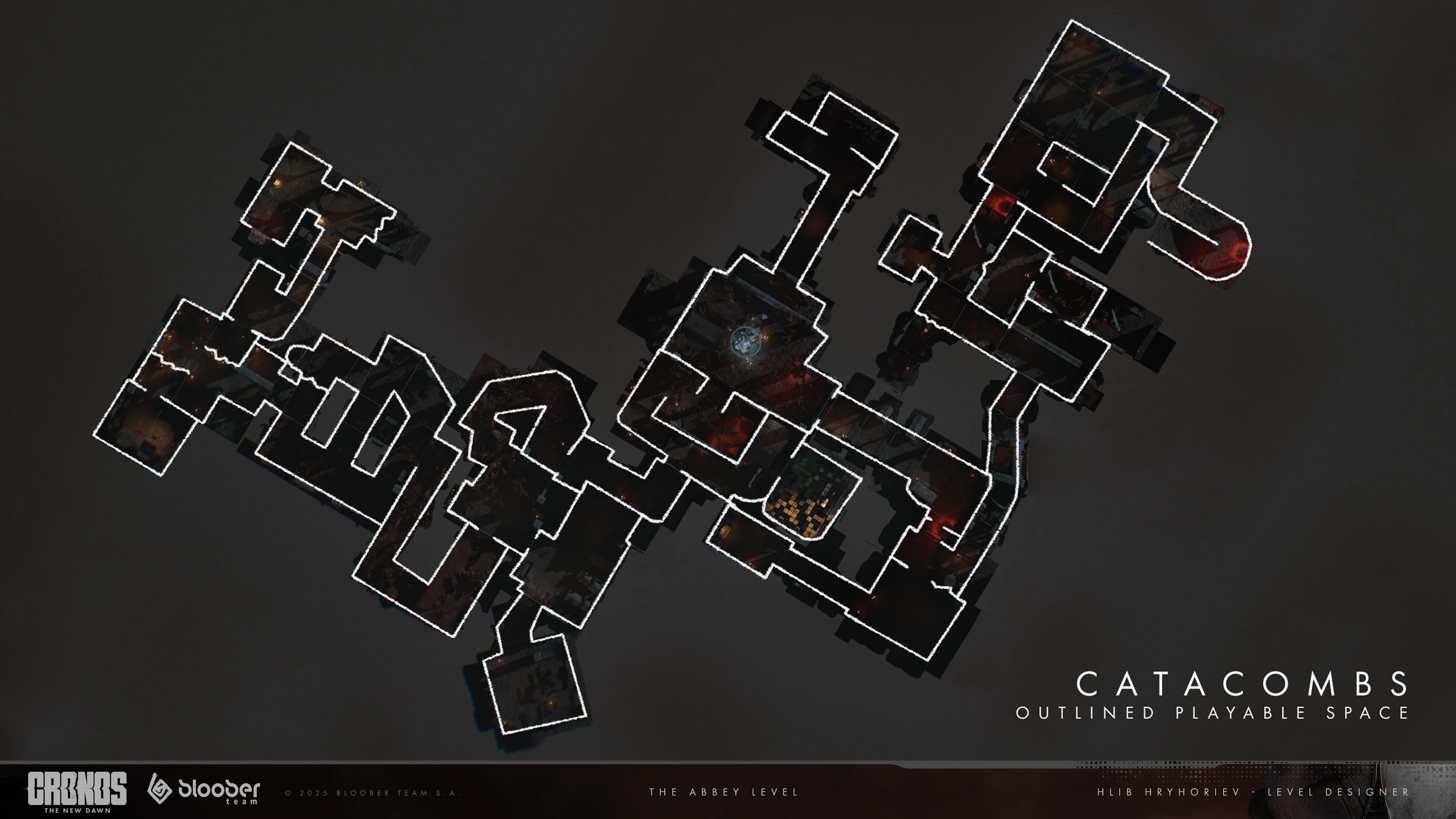 Catacombs map sketch with playable area