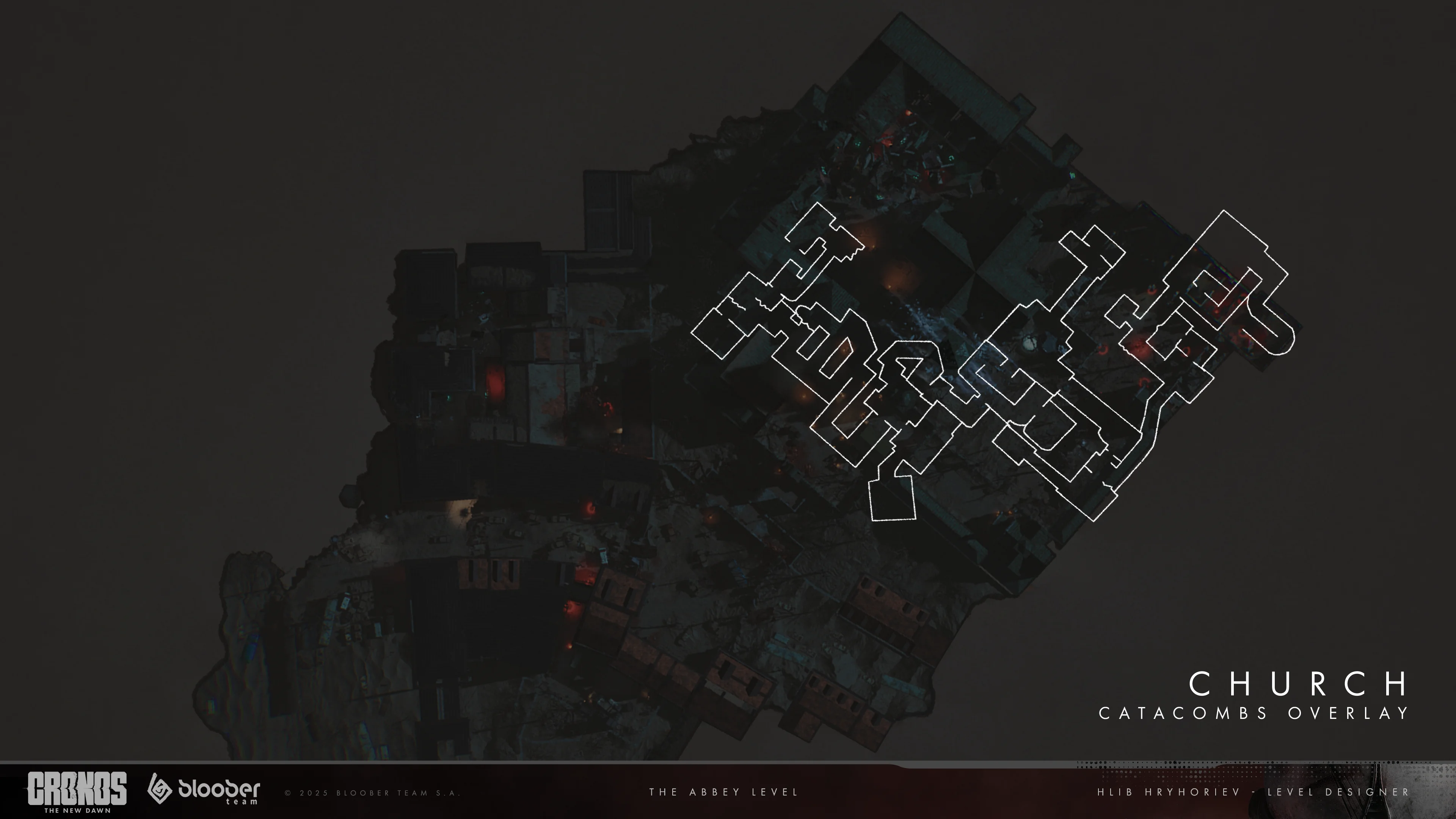 Level map sketch with catacombs overlay